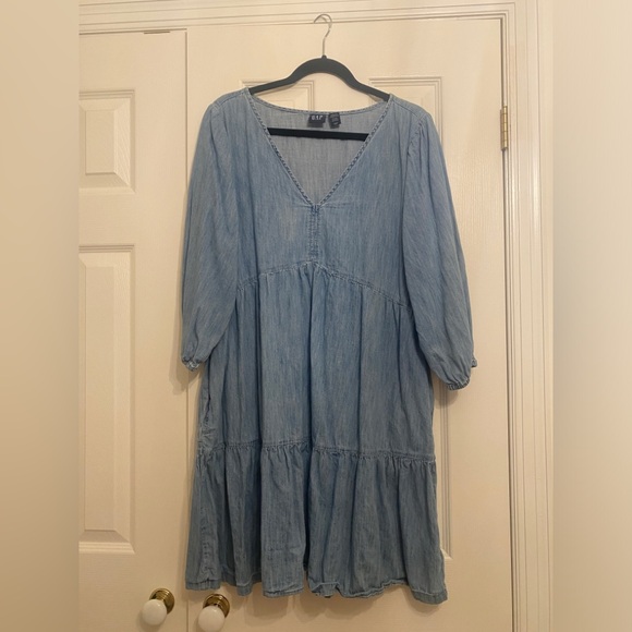 GAP 100% Organic Cotton Denim Tiered Dress with Washwell - Picture 2 of 4